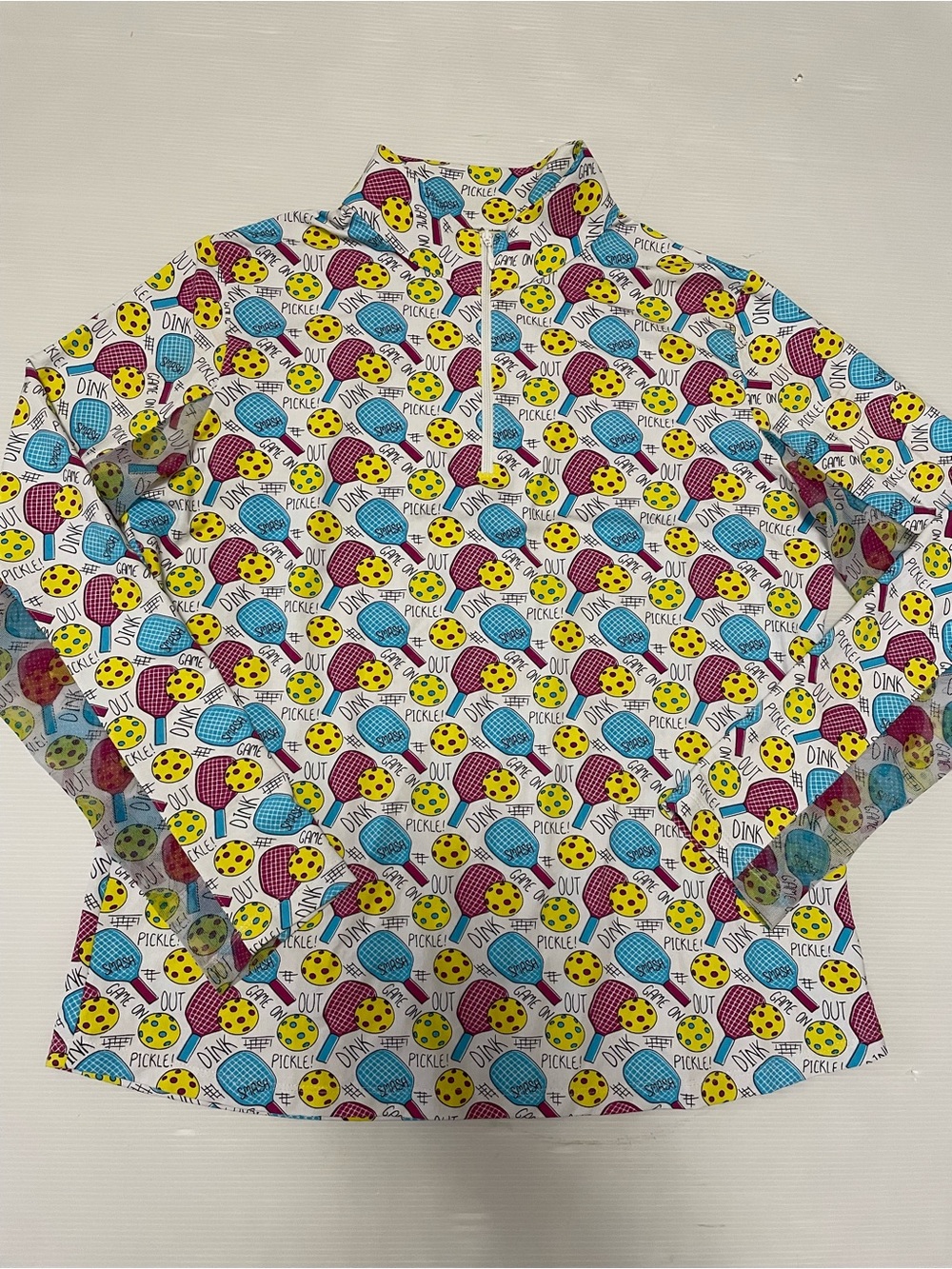 IBKÜL Women's Game On Print Long Sleeve Mock Neck Top Size L